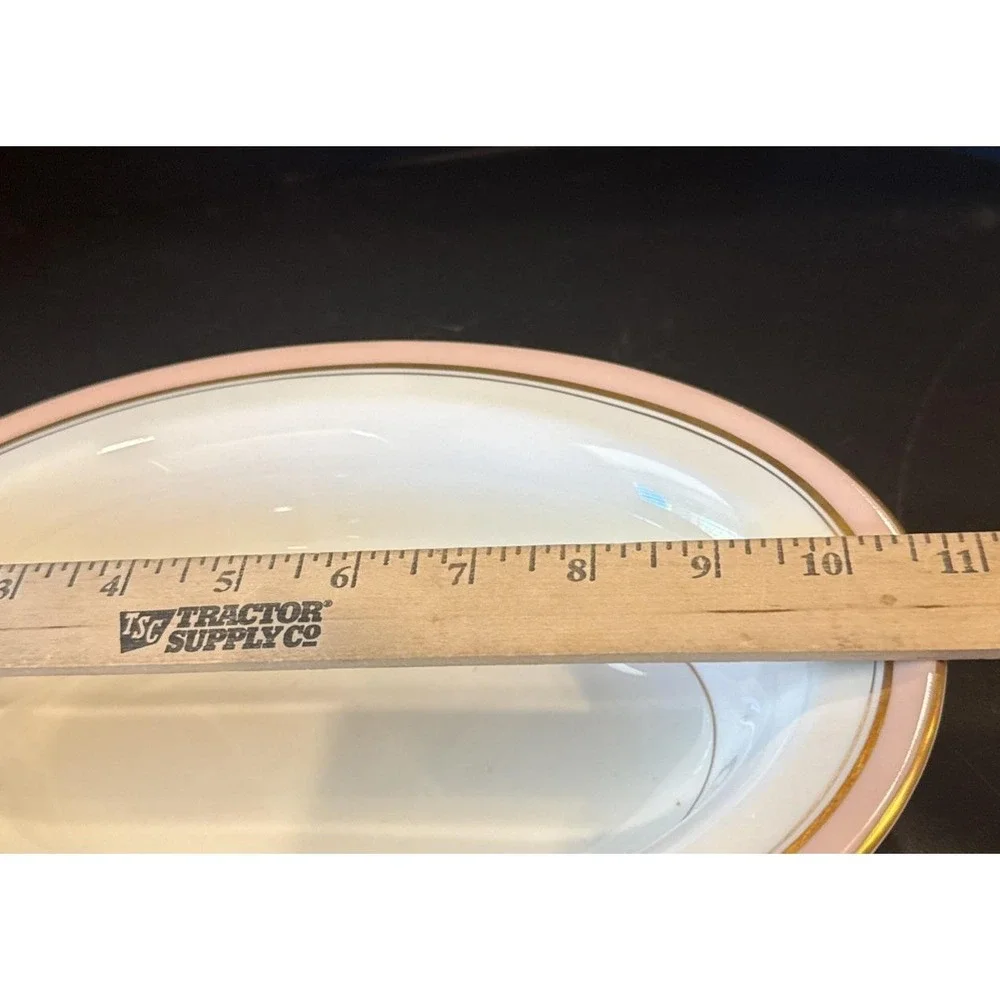 Royal Worcester Howard Pink Gold Trim Oval Vegetable Serving Bowl England Retro